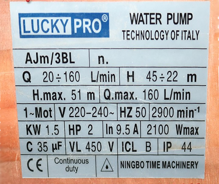 máy bơm nước LUCKY PRO  AJM/3BL