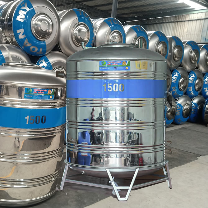 Bồn nước inox Toàn Mỹ 1.500 lít đứng