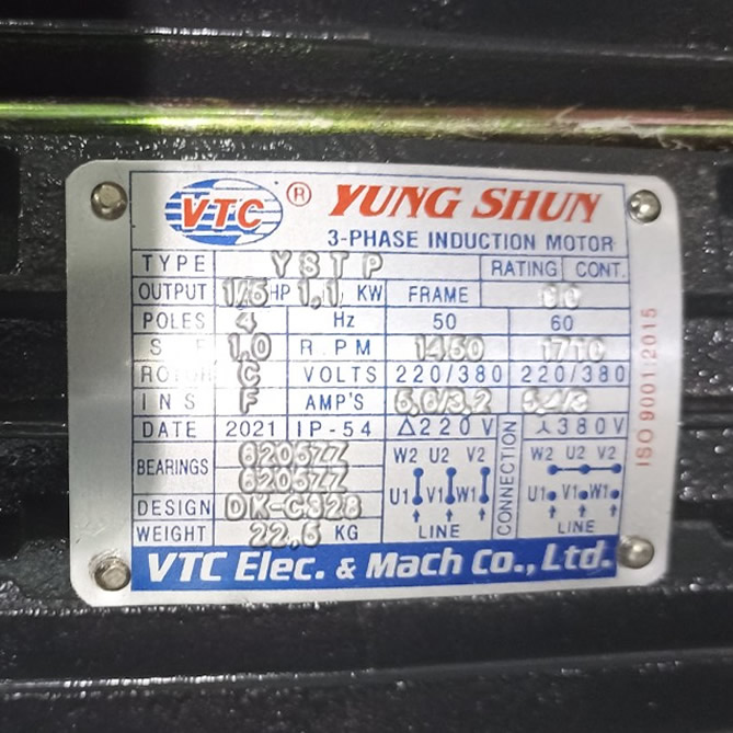 TSKT Motor VTC 1.5Hp 380v tua 1.450