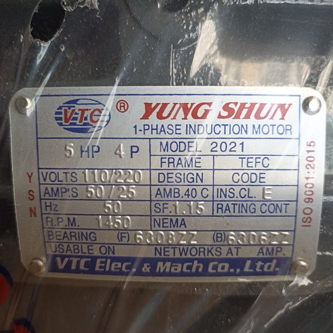 TSKT Motor VTC 5Hp 1fa tua 1.450