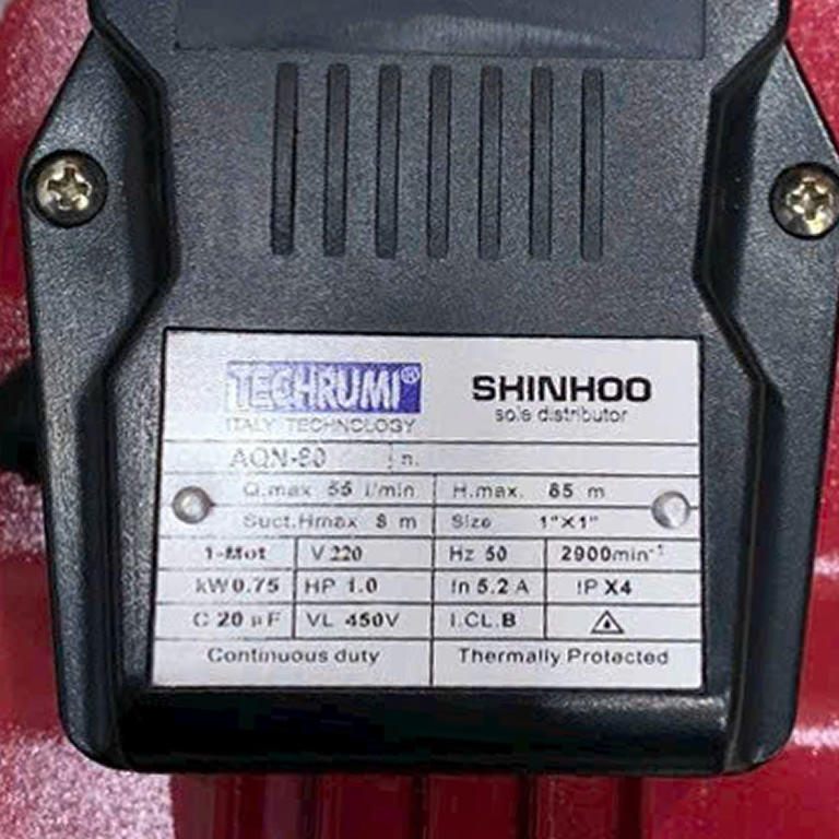 Thông số kỷ thuật Máy bơm nước TECHRUMI AQN-80