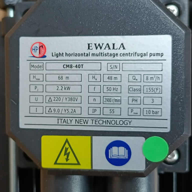Thông số kỷ thuật Máy bơm nước EWALA CM8-40T